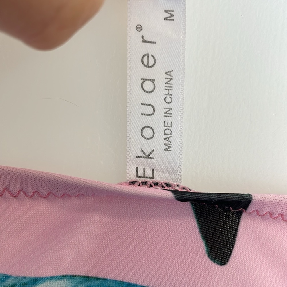 EKOUAER HIGH NECK HALTER TOP BIKINI SWIM SUIT PINK GREEN BLUE Sz Medium - Picture 9 of 9